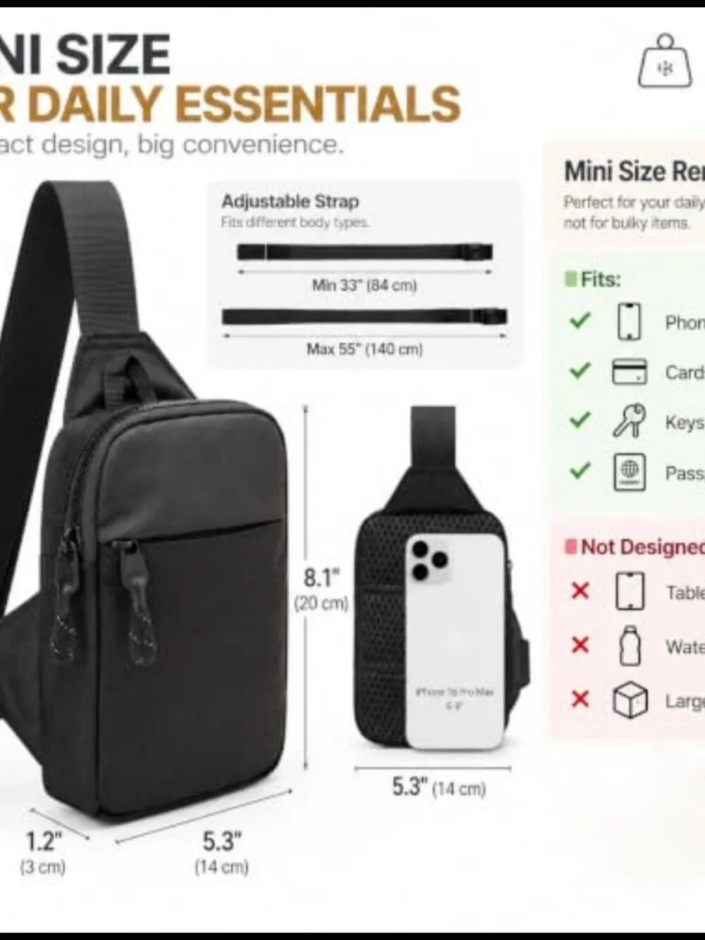 Mini Sling Bag Small Crossbody Phone Bag Travel Daily Carry
